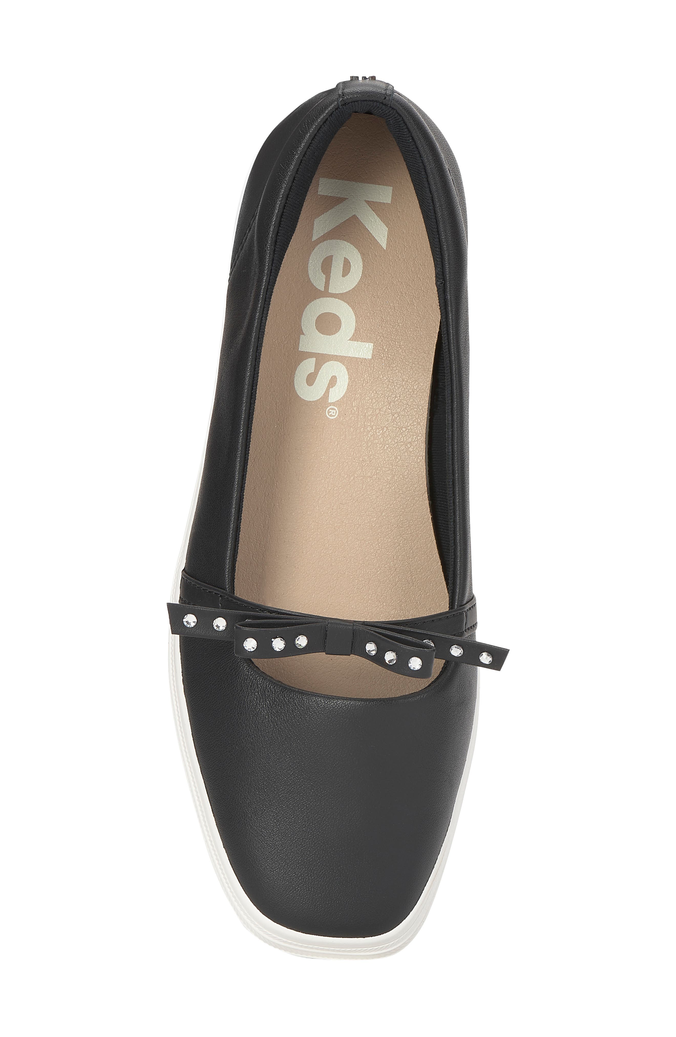 Leather Square Toe Flat, Alternate, color, BLACK