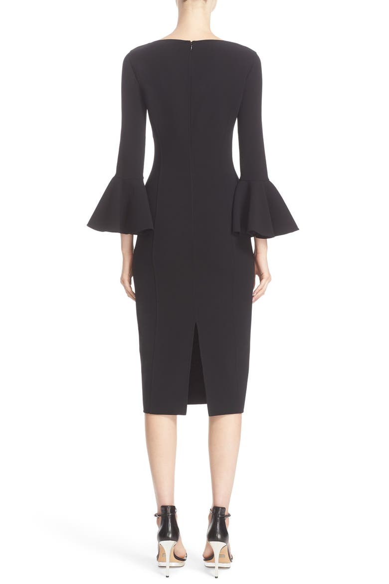 Bell Sleeve Sheath Dress, Alternate, color, BLACK