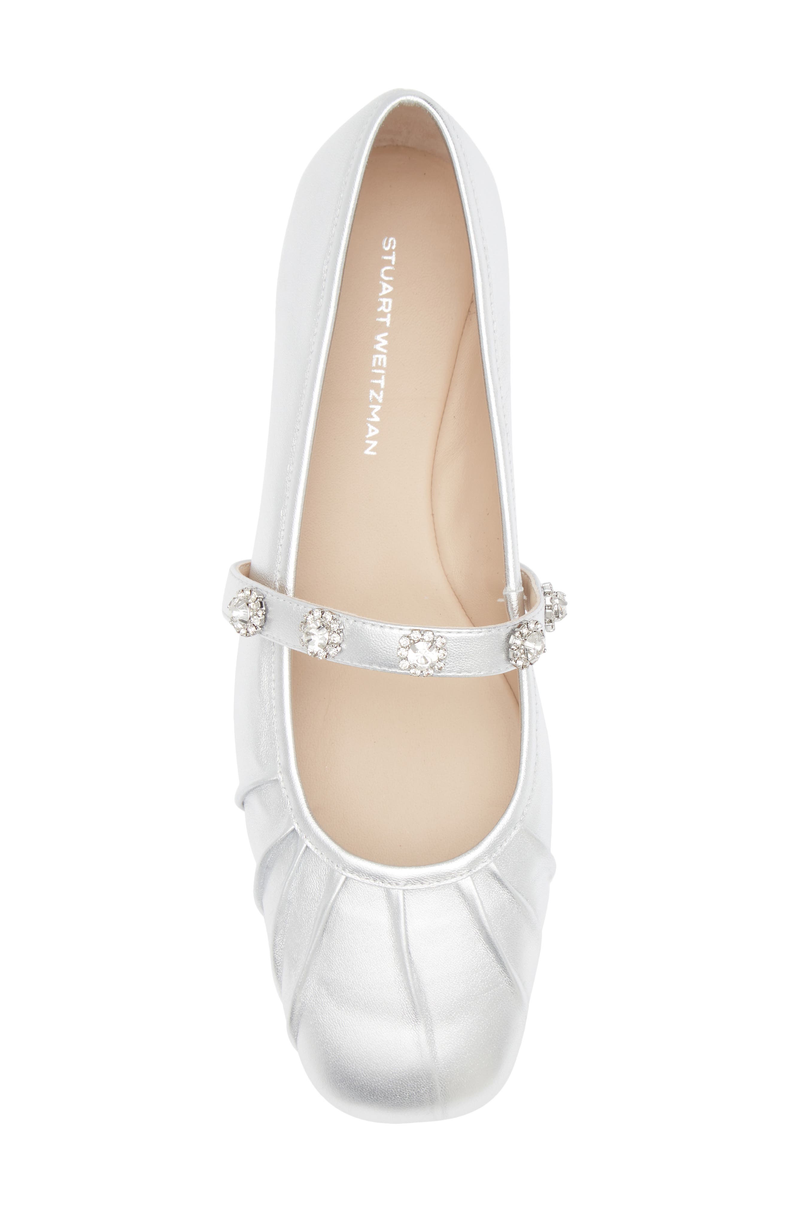 Stuart Weitzman Justina Mary Jane Ballet Flat, Alternate, color, Silver