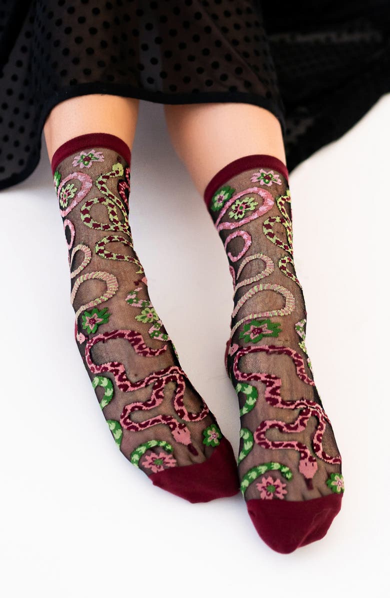 Sock Candy Fire & Scales Sheer Crew Socks, Alternate, color, 