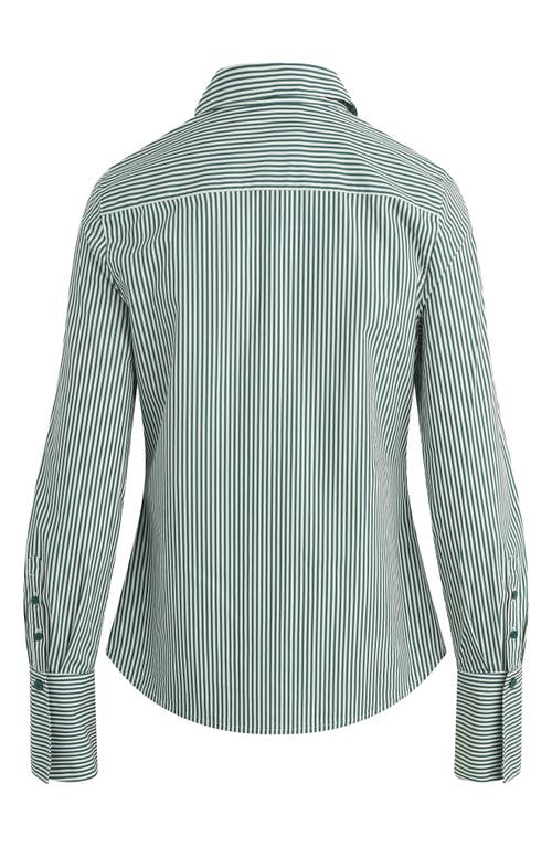 Favorite Daughter The Classic Stripe Cotton Poplin Button-up Shirt In Green Stripe