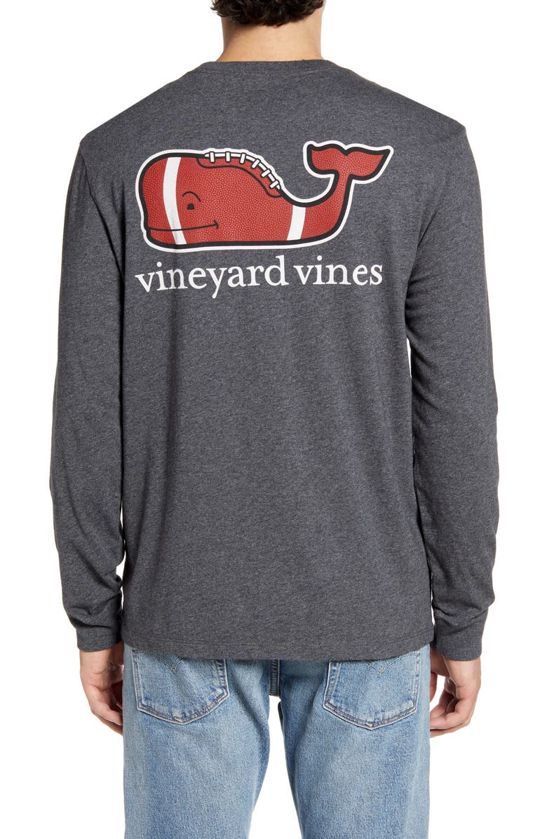 vineyard vines Textured Football Long Sleeve Pocket T-Shirt, Alternate, color,