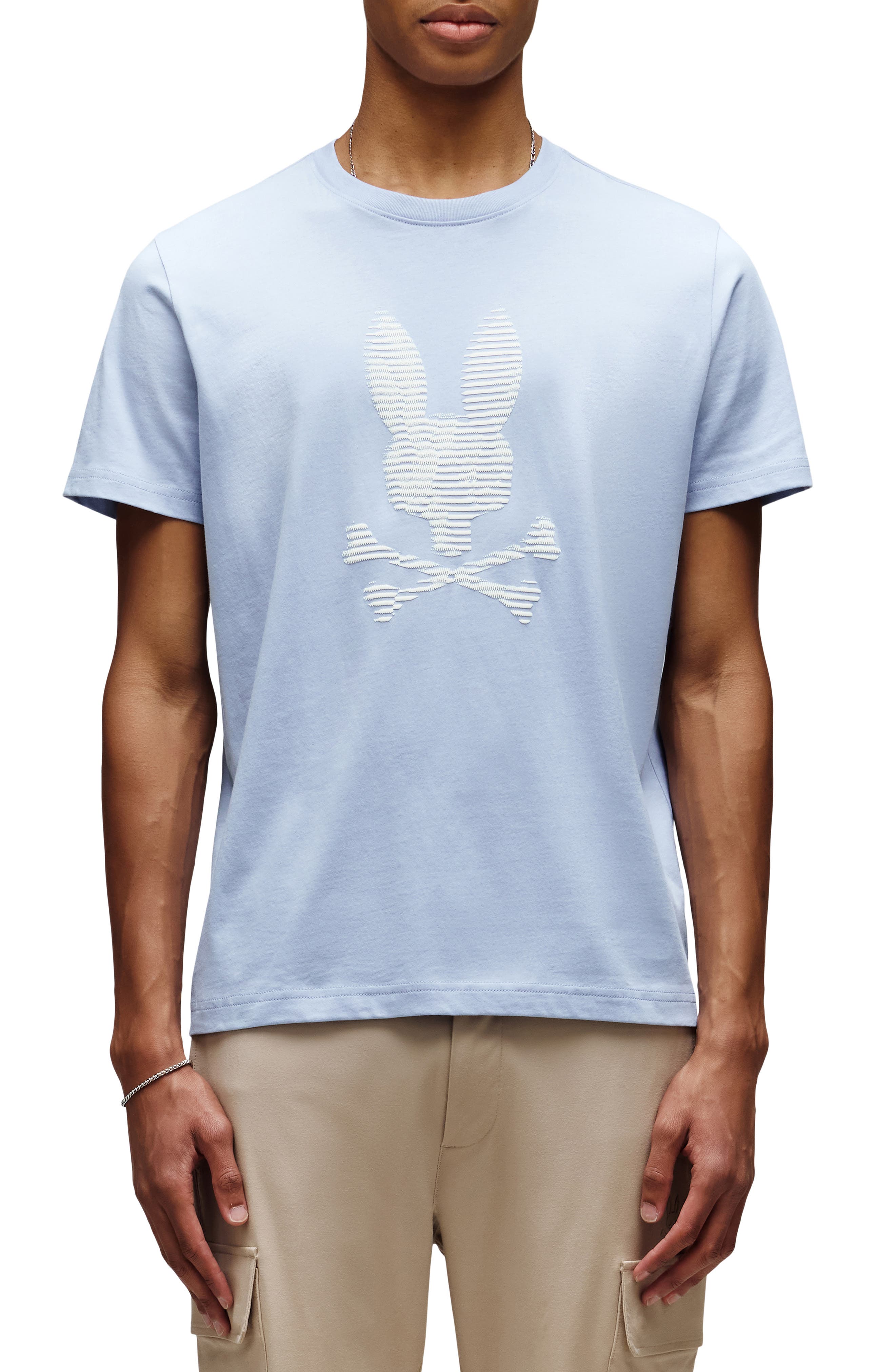 Psycho Bunny Grant Dimensional Bunny Pima Cotton Graphic T-Shirt in Zen Blue 