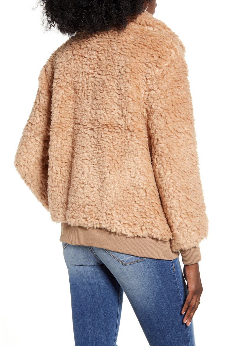 BB Dakota Teddy Or Not Faux Fur Bomber Jacket, Alternate, color, CAMEL