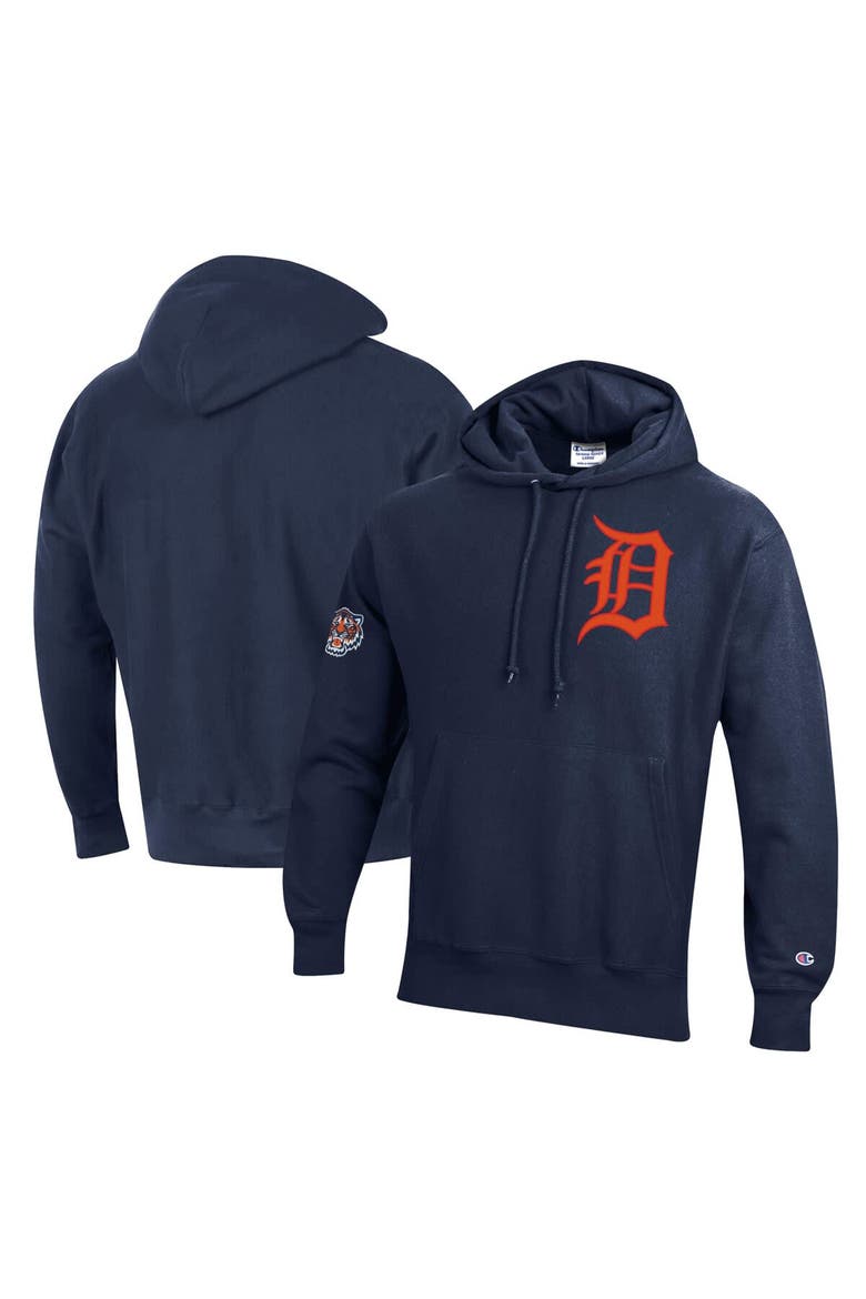 Men's Champion  Navy Detroit Tigers Reverse Weave Chenille Hoodie, Main, color, Navy