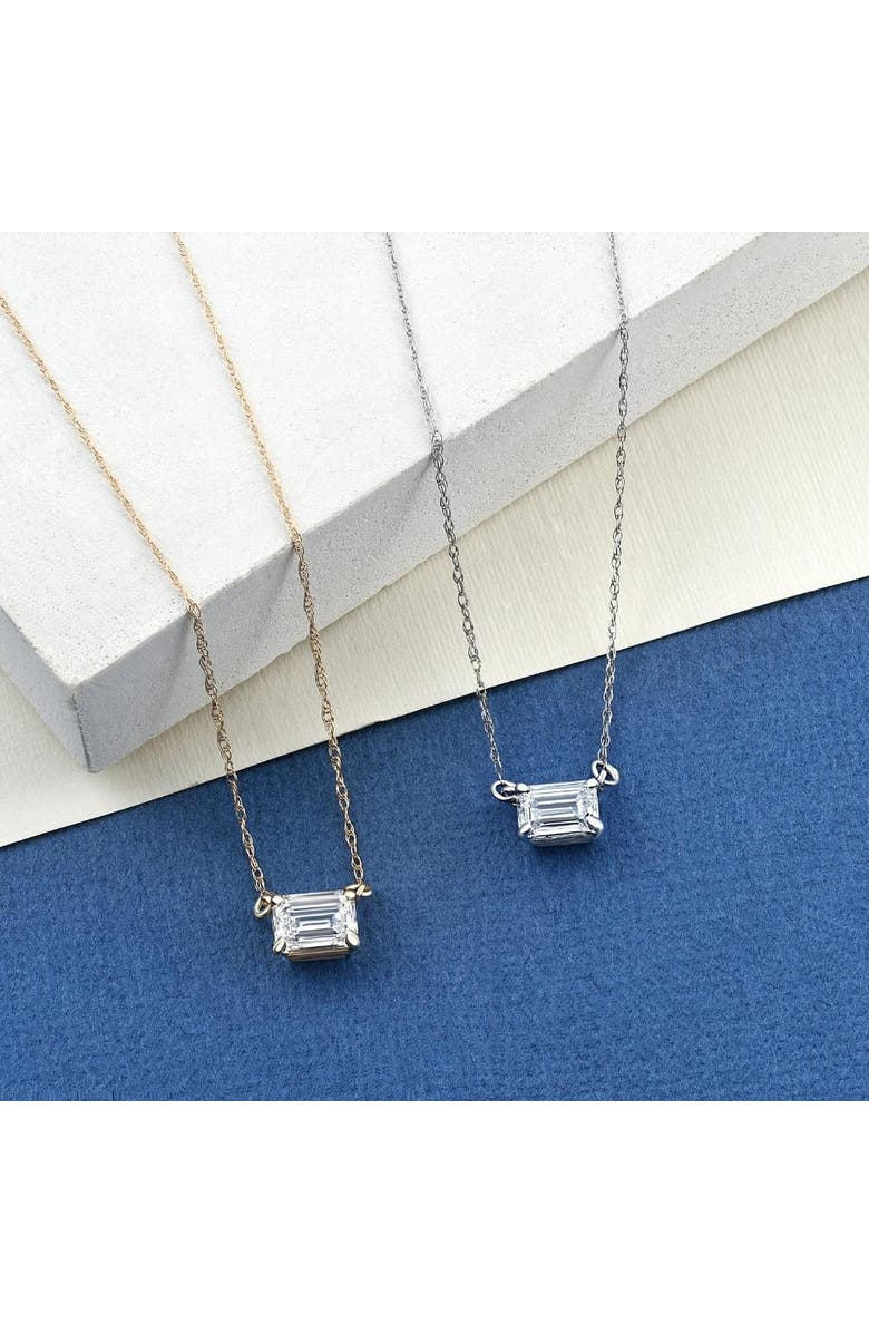 Bliss Diamond 3/4Ct Emerald Cut Diamond White or Yellow Gold Pendant 18" Necklace Lab Grown, Alternate, color, White Gold