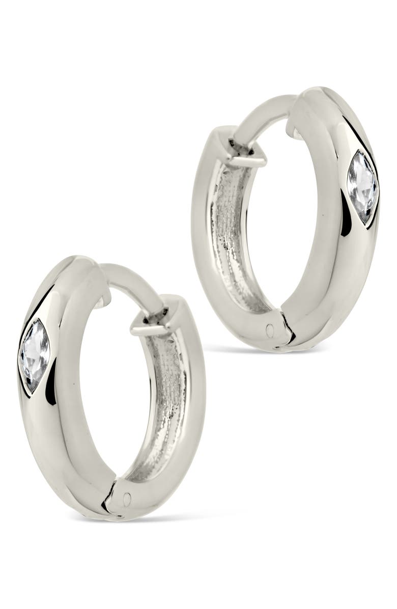 Sterling Forever Rayne CZ Hoop Earrings, Alternate, color, Silver