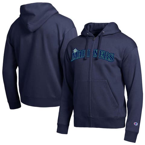 Men's Champion Seattle Mariners Navy All-Star Wordmark Full-Zip Hoodie