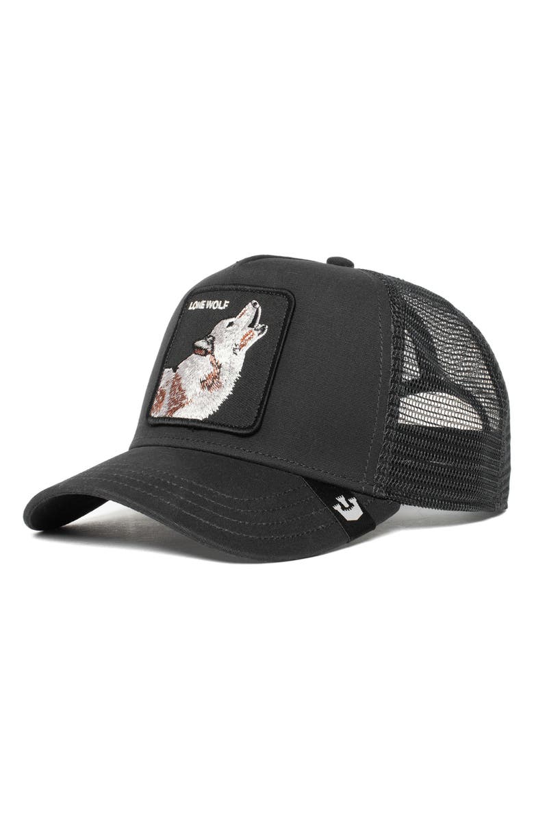 Goorin Bros. The Lone Wolf Trucker Hat, Alternate, color, Black