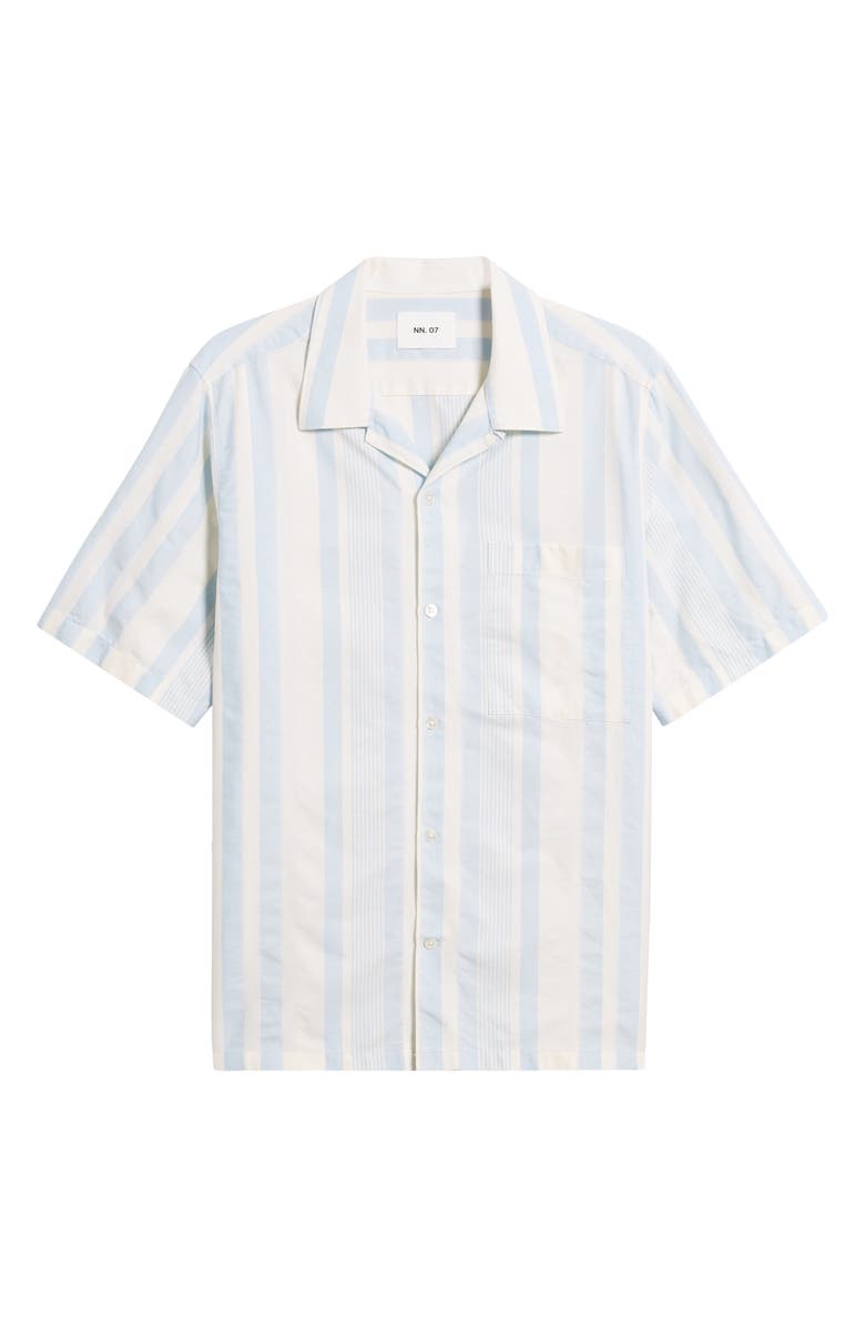 NN07 Julio 5412 Stripe Short Sleeve Button-Up Camp Shirt, Main, color, 