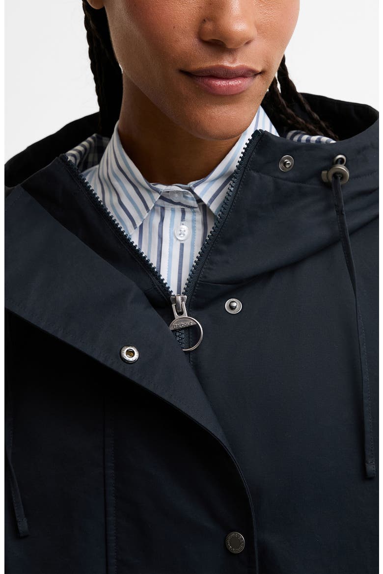 Kingswood Showerproof Hooded Jacket, Alternate, color, DARK NAVY/ NAVY GINGHAM