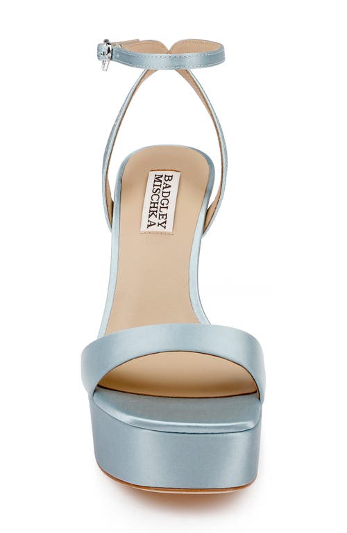Badgley Mischka Collection Caia Ankle Strap Platform Sandal In Mist Blue Satin