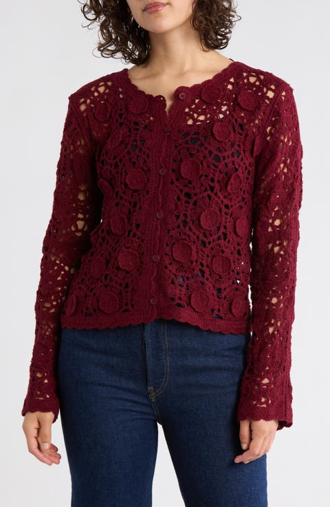 Open Stitch Button Cardigan