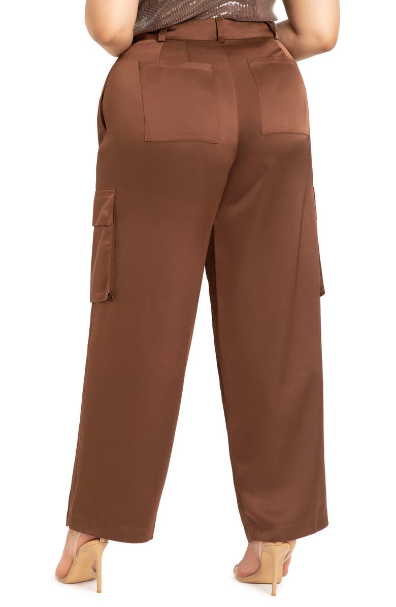 ELOQUII Satin Cargo Pants, Alternate, color,