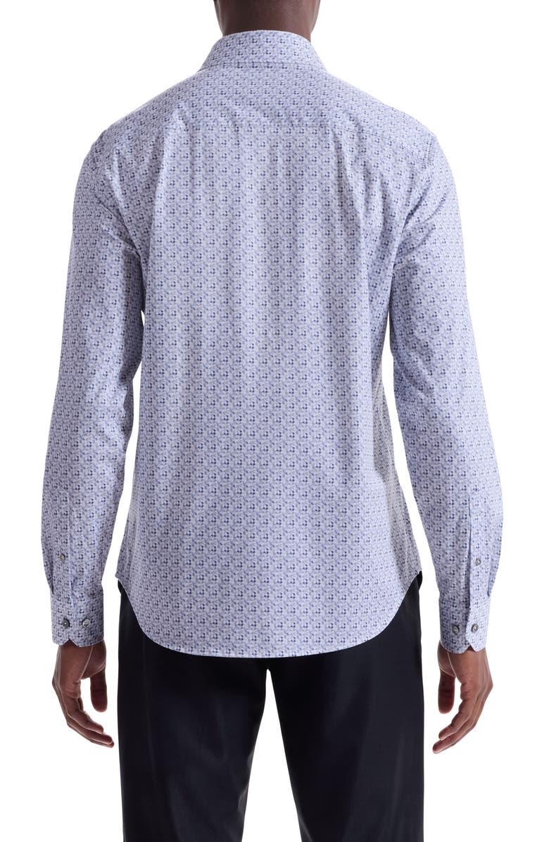 Bugatchi James OoohCotton<sup>®</sup> Floral Check Print Button-Up Shirt, Alternate, color, Platinum