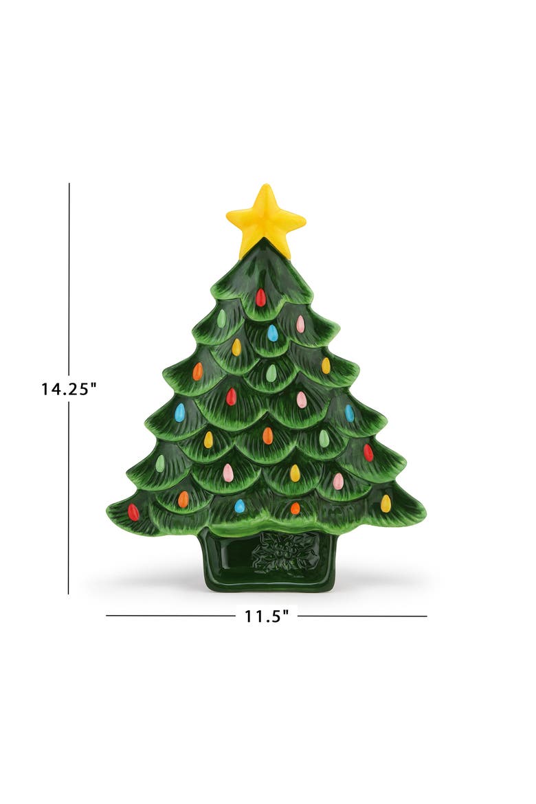 14 in. Nostalgic Ceramic Tree Dip Platter - Green, Alternate, color, Green