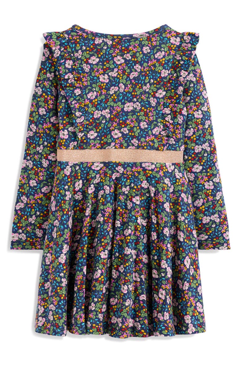 Mini Boden Kids' Floral Long Sleeve Cotton Jersey Dress, Alternate, color, Starboard Blue Berry Floral