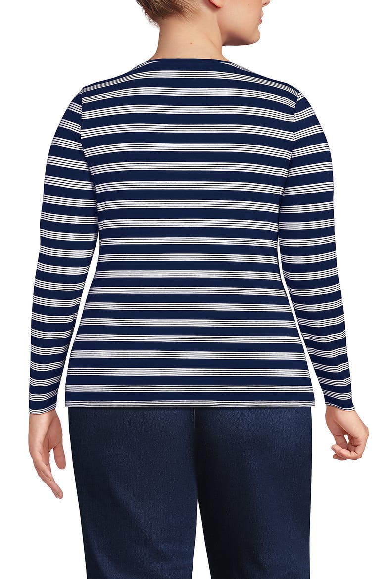 Long Sleeve Lightweight Jersey Scoop Neck T-Shirt, Alternate, color, Deep Sea Navy Quad Stripe