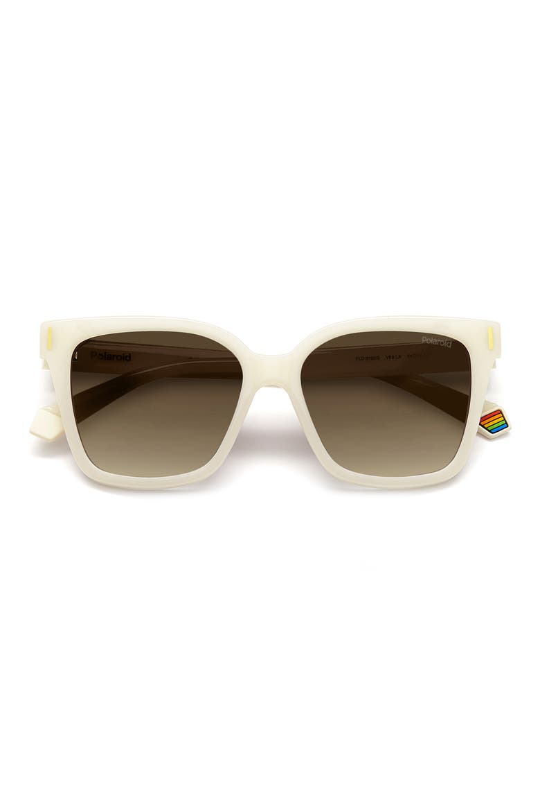 54mm Polarized Cat Eye Sunglasses, Main, color, WHITE/ BROWN GRAD POLAR