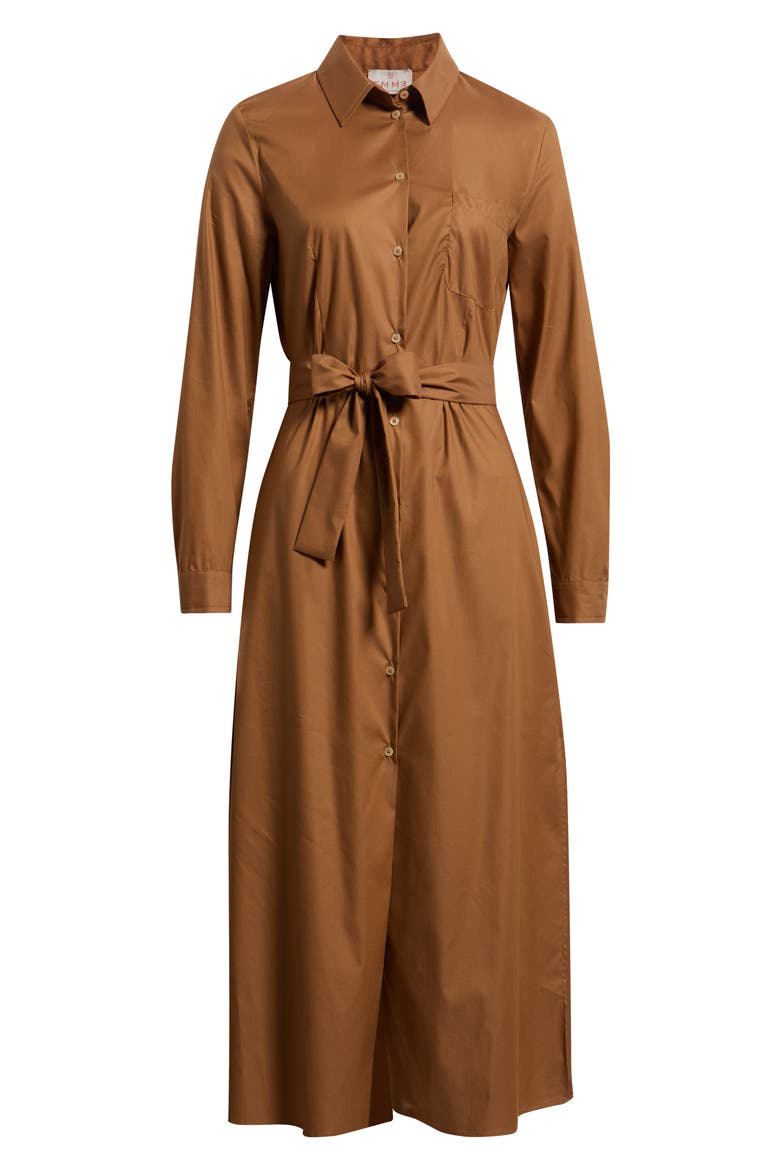Long Sleeve Belted Midi Shirtdress, Alternate, color, COGNAC