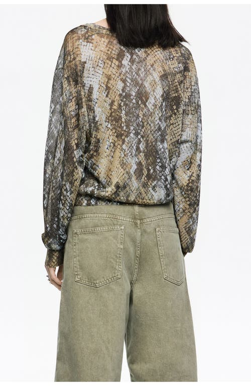Bimba Y Lola Snake Lurex V-neck Sweater In Green
