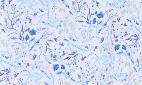 David Donahue Floral Print Short Sleeve Sport Shirt In White