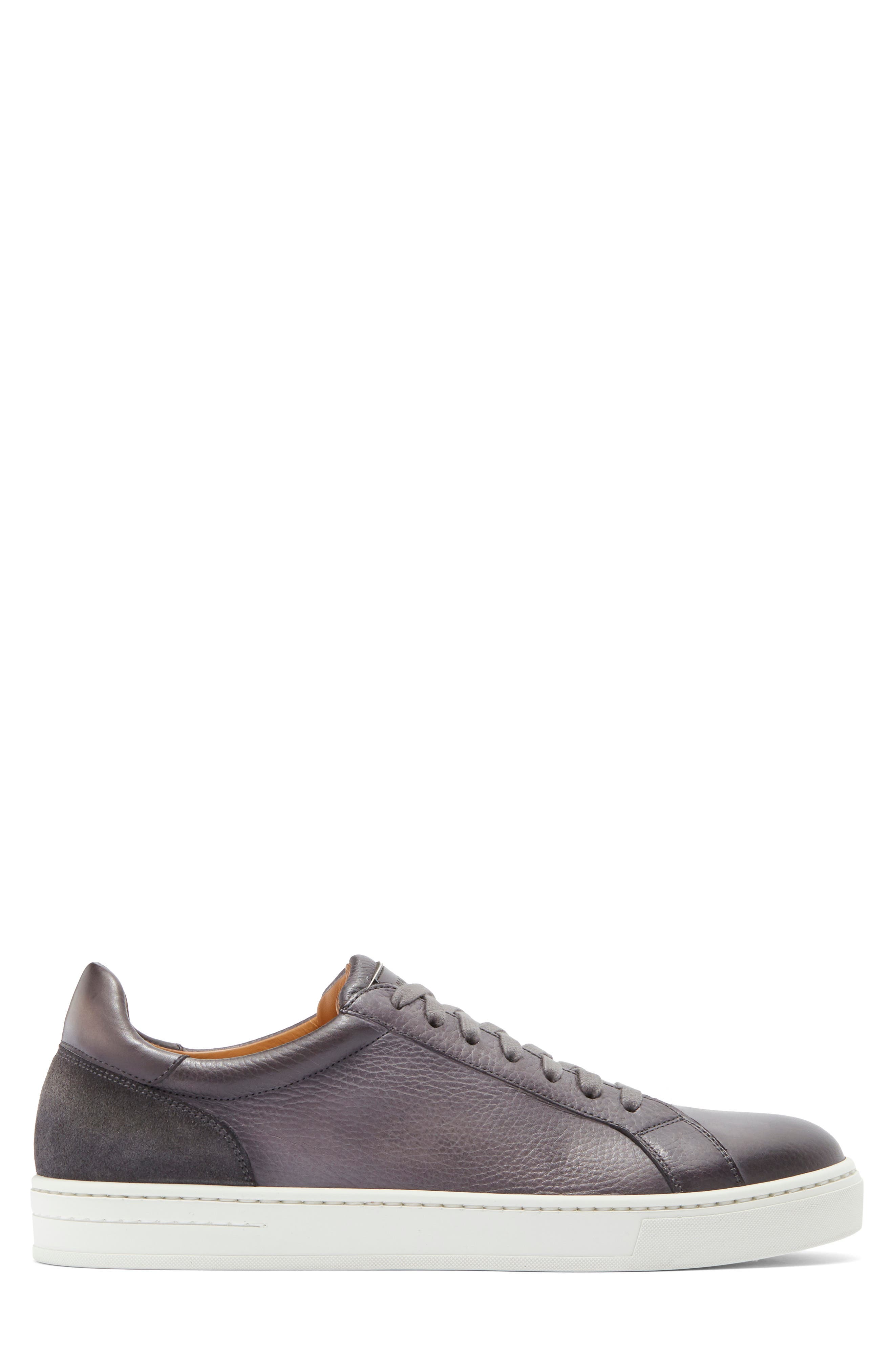 Grey Leather Sneaker, Alternate, color, GREY