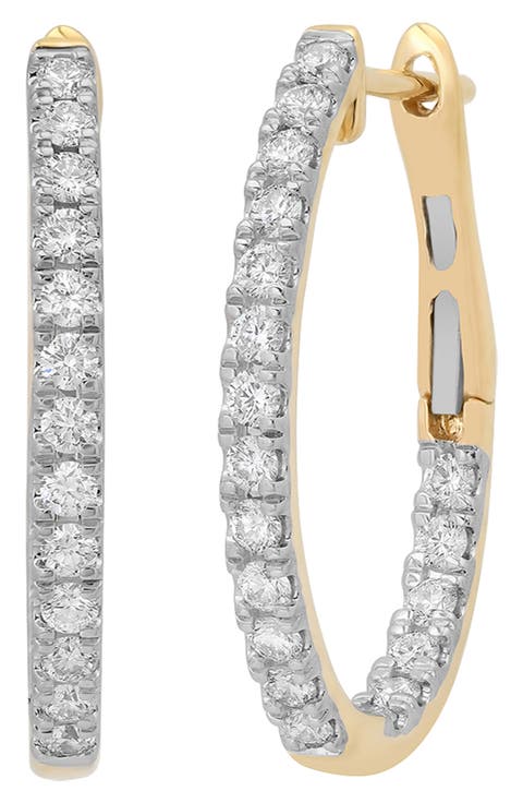 Eternity 18k Gold Diamond Huggie Hoop Earrings