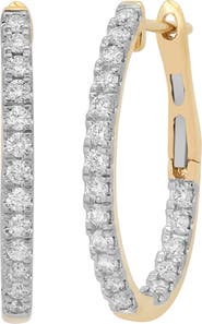 Sara Weinstock Eternity 18k Gold Diamond Huggie Hoop Earrings