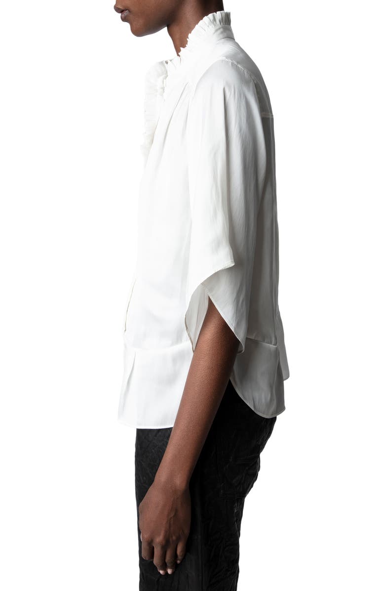 Zadig & Voltaire Taro Ruffle Satin Blouse, Alternate, color, Judo