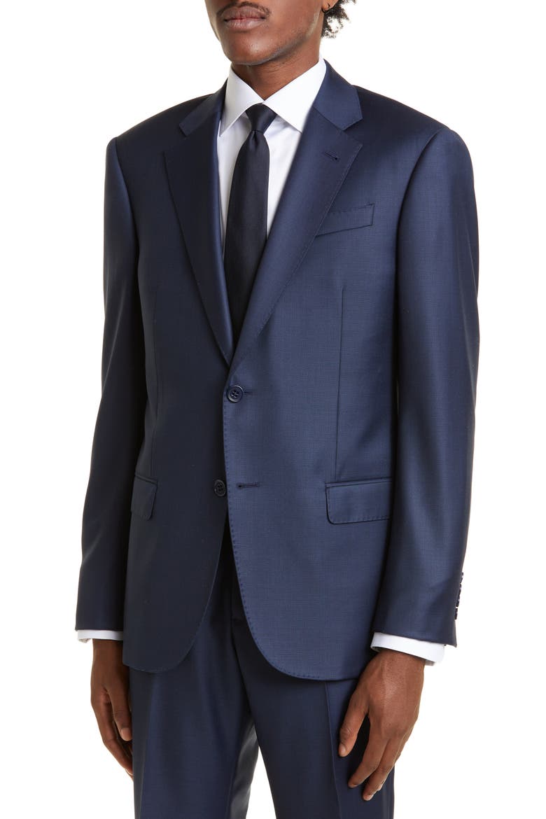 G Line Solid Blue Wool Suit, Alternate, color, SOLID DARK BLUE