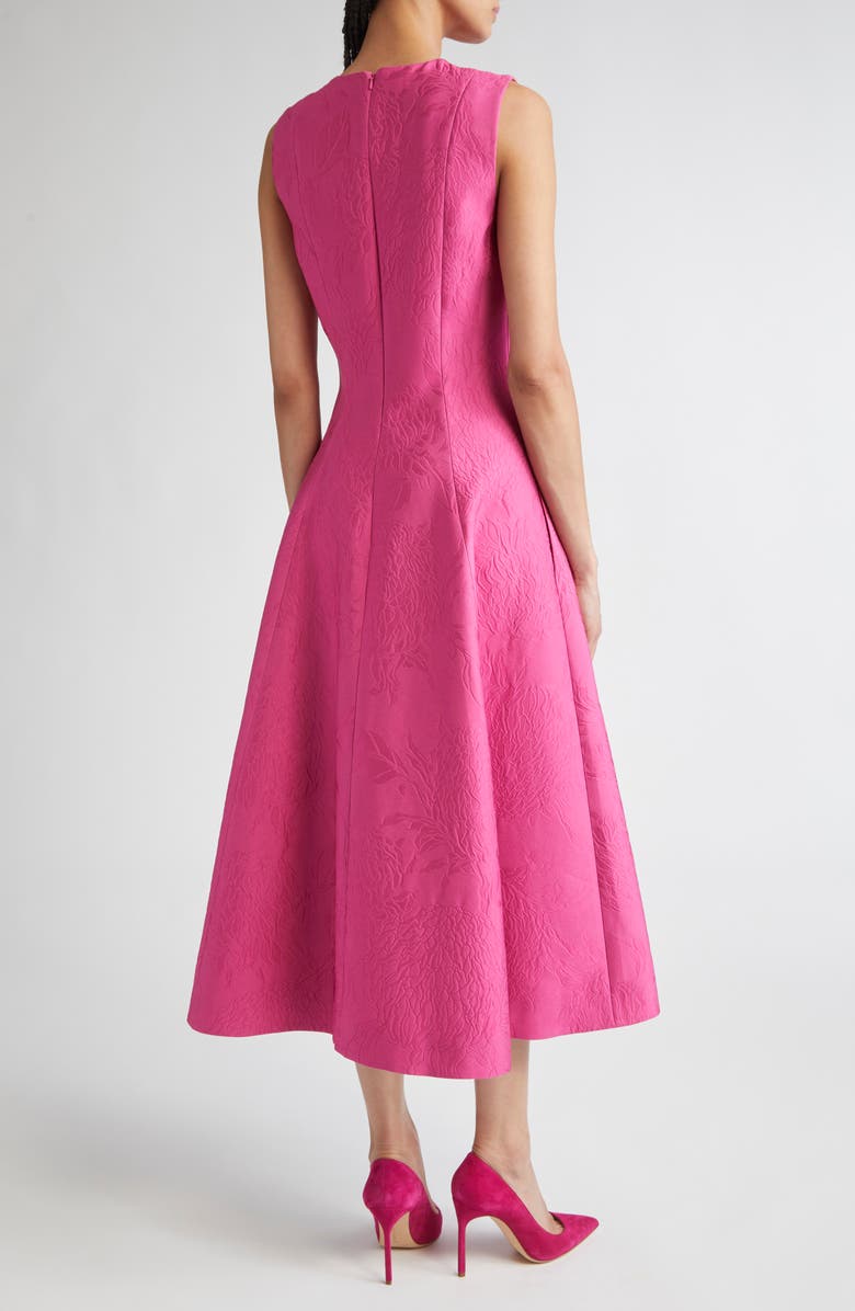 Emilia Wickstead Mara Floral Cloqué Fit & Flare Dress, Alternate, color, Hot Pink