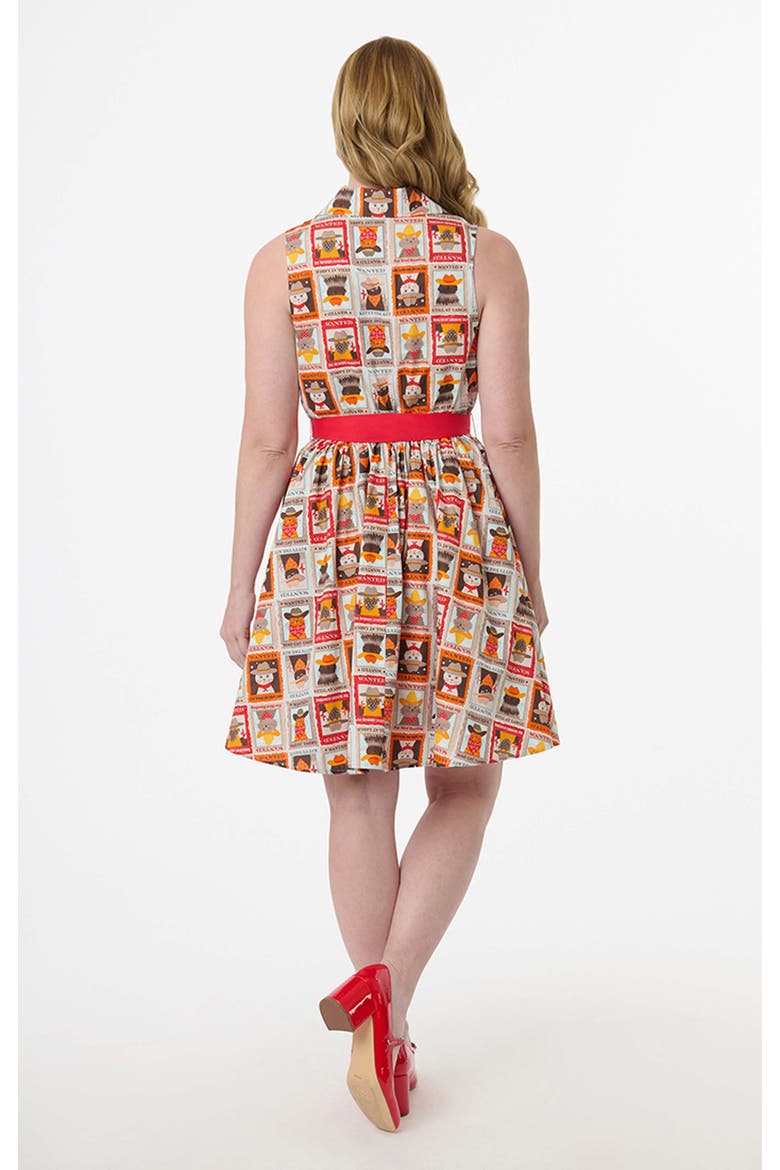 Sleeveless Flare Dress, Alternate, color, Red Cats