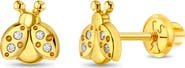In Season Jewelry 14k Cubic Zirconia Ladybug Earrings