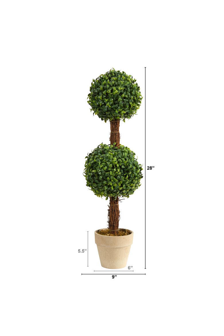 28-in Boxwood Double Ball Topiary Artificial Tree, Alternate, color, Green