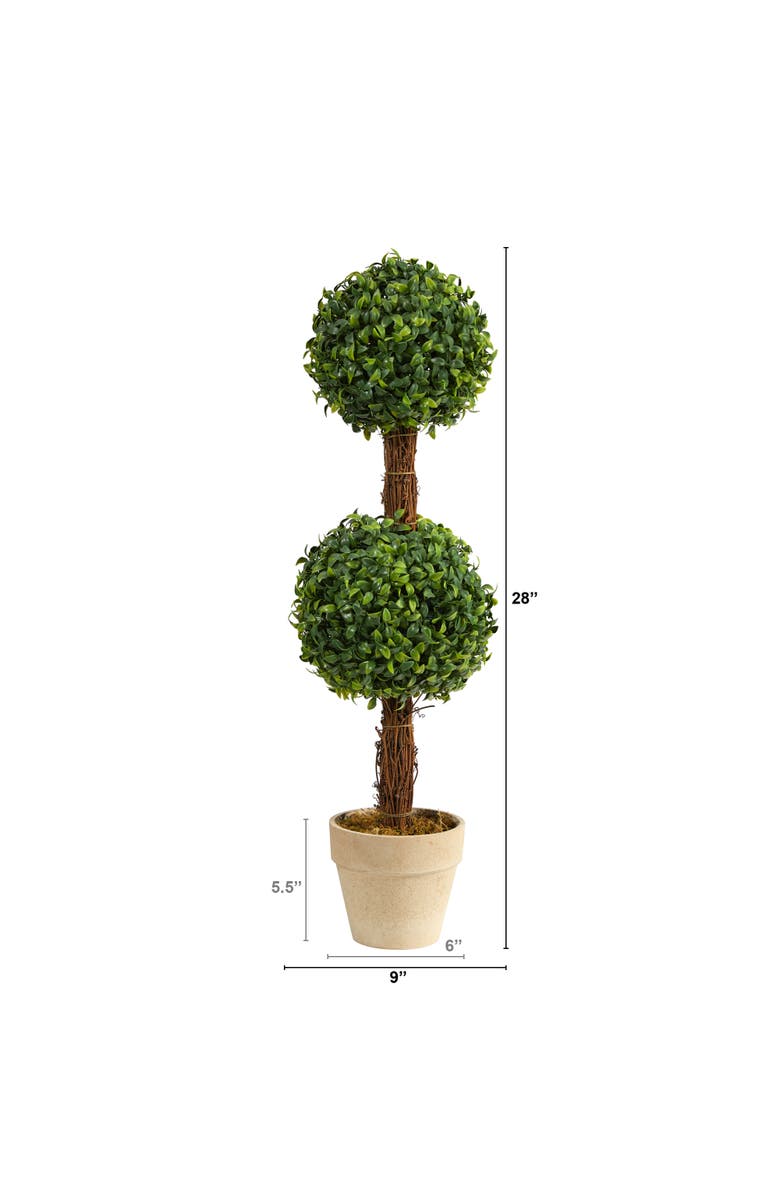 NEARLY NATURAL 28-in Boxwood Double Ball Topiary Artificial Tree, Alternate, color, Green