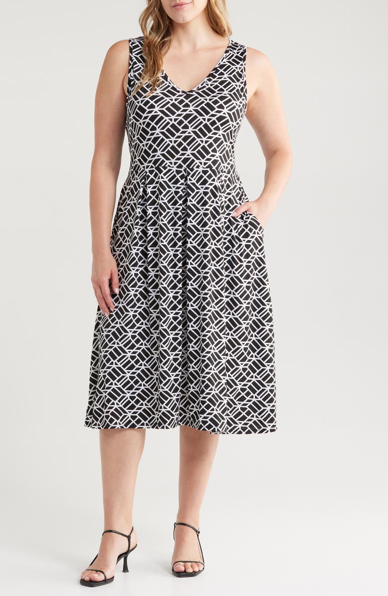 24seven Comfort Apparel Jersey Fit & Flare Midi Dress, Main, color, 