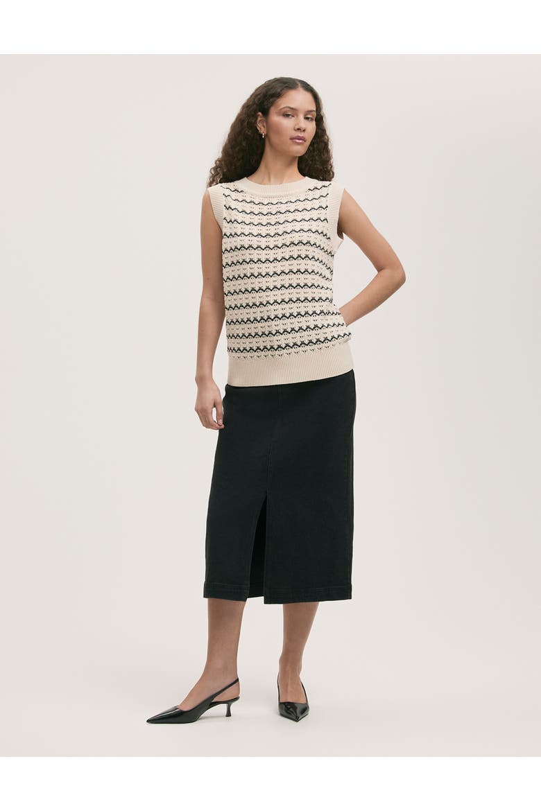 Dion Striped Knitted Sleeveless Top, Alternate, color, Ivory