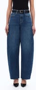 Bayeas Raw Hem Super High Waist Barrel Jeans