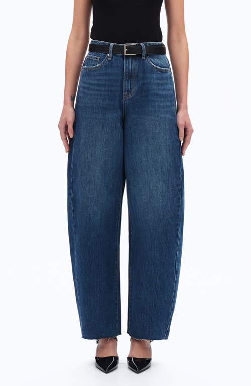 Bayeas Raw Hem Super High Waist Barrel Jeans In Blue