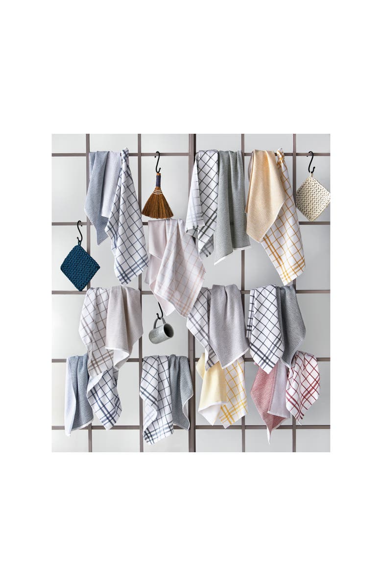 tag Classic Navy Cotton Dishtowel Set of 2 Checked Solid, Alternate, color, Blue