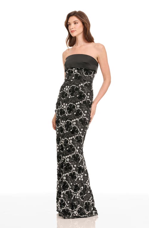 Dress The Population Shay Beaded Floral Strapless Dress In Multi