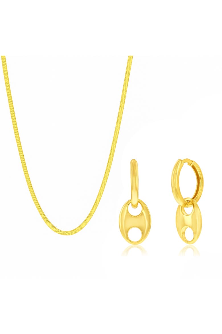 Sterling Silver Earrings And Necklace Set, Main, color, Gold