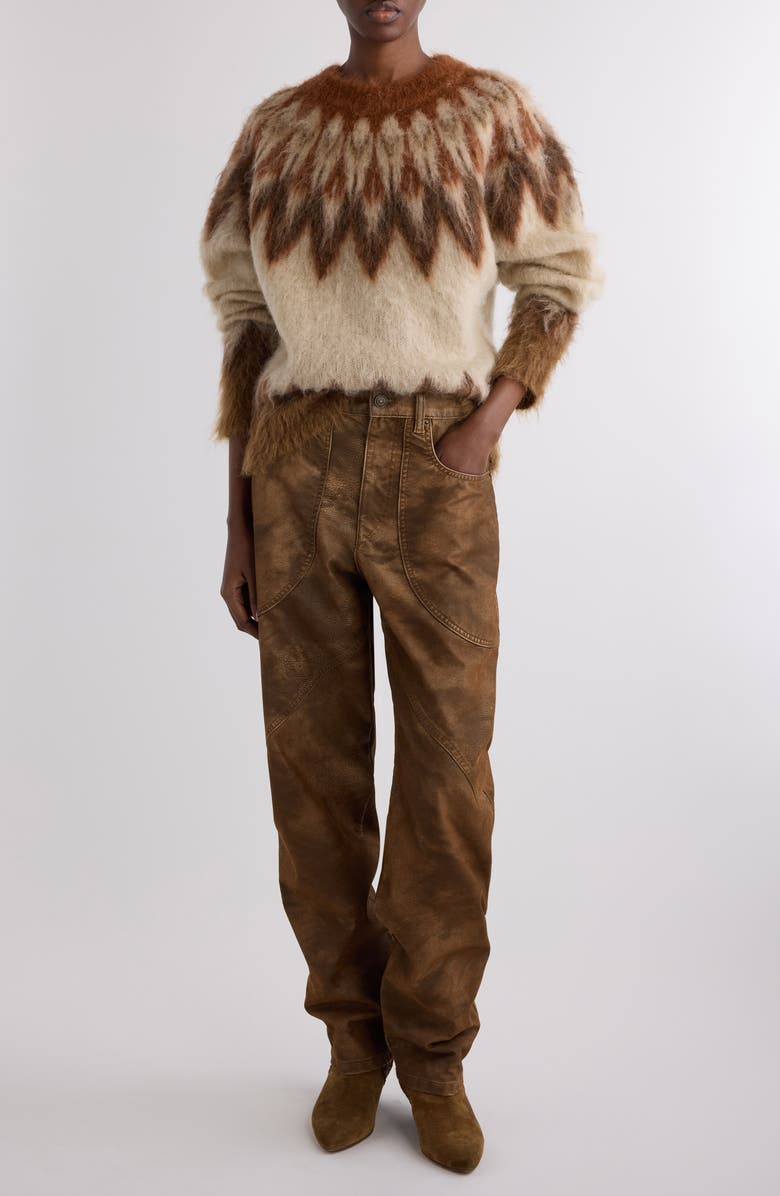 Isabel Marant Étoile Natania Wool & Mohair Blend Fair Isle Sweater, Alternate, color, Rust