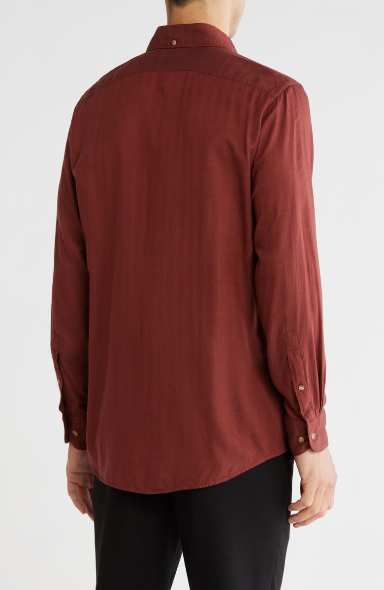 Eton Contemporary Fit Herringbone Flannel Cotton Stretch Shirt, Alternate, color,