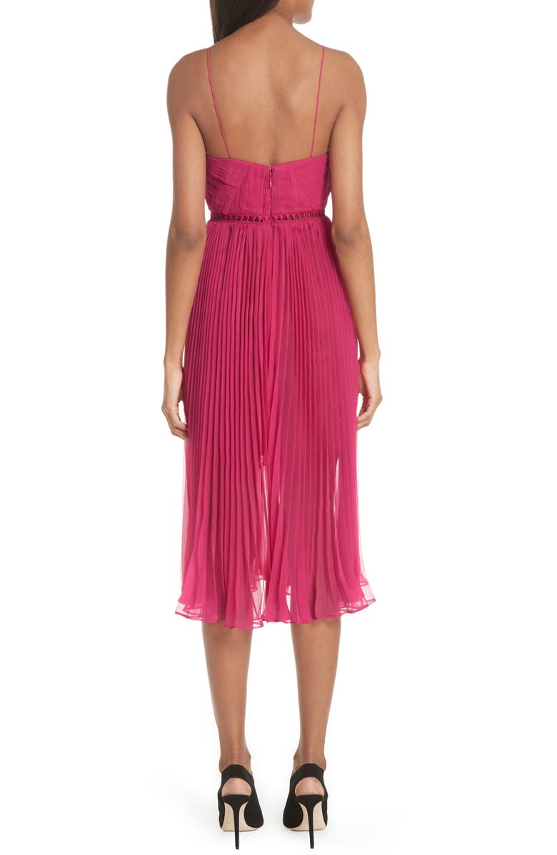 Self-Portrait Pleated Chiffon Midi Dress, Alternate, color,