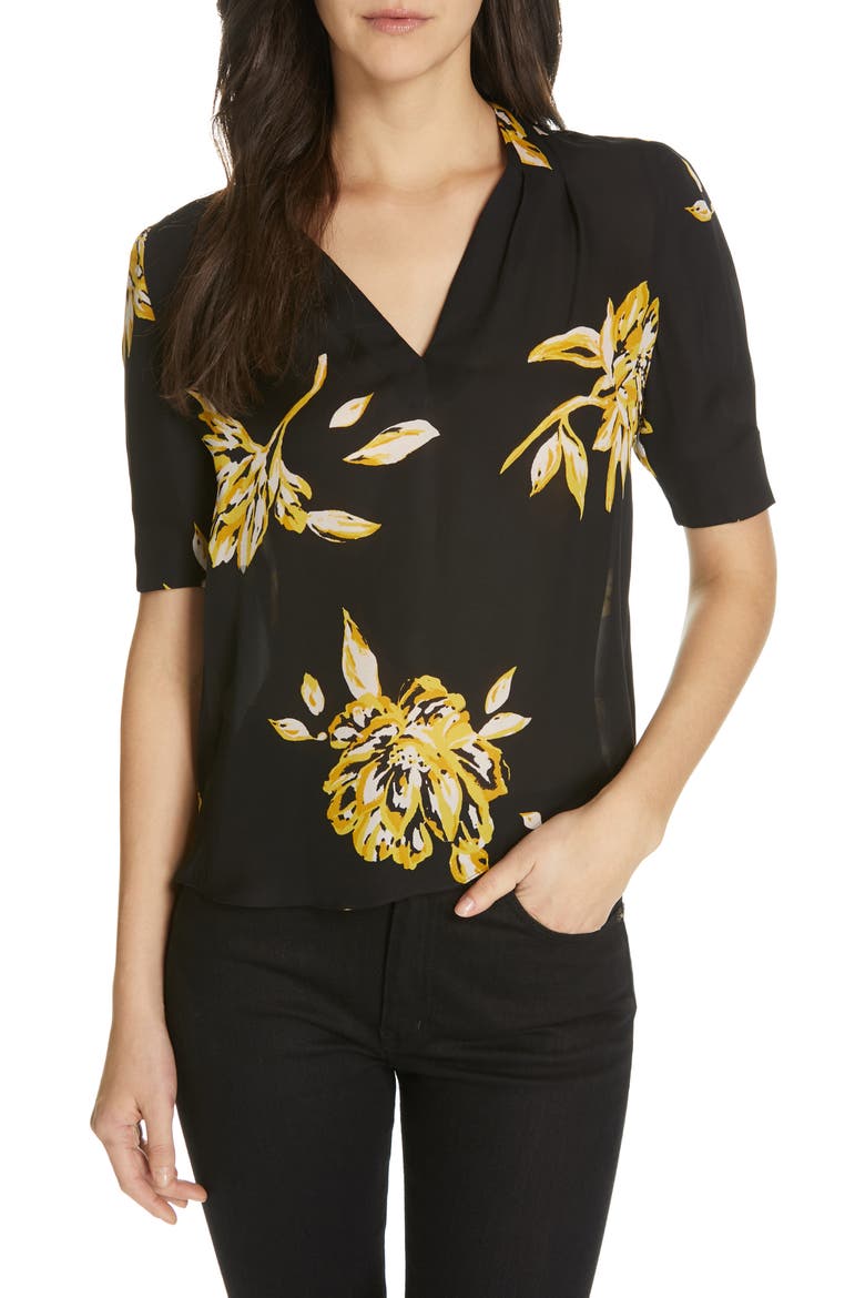 Ance Silk Top, Main, color, CAVIAR