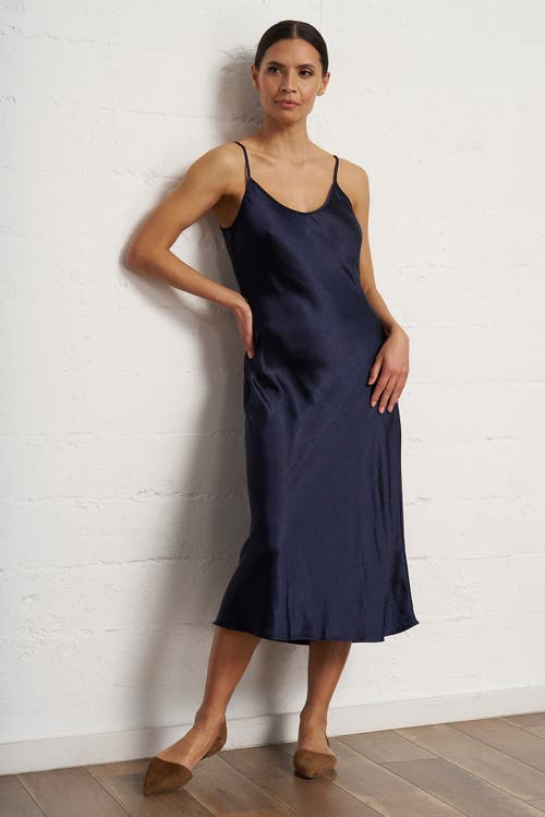 Franne Golde Bias Cut Satin Midi Slip Dress