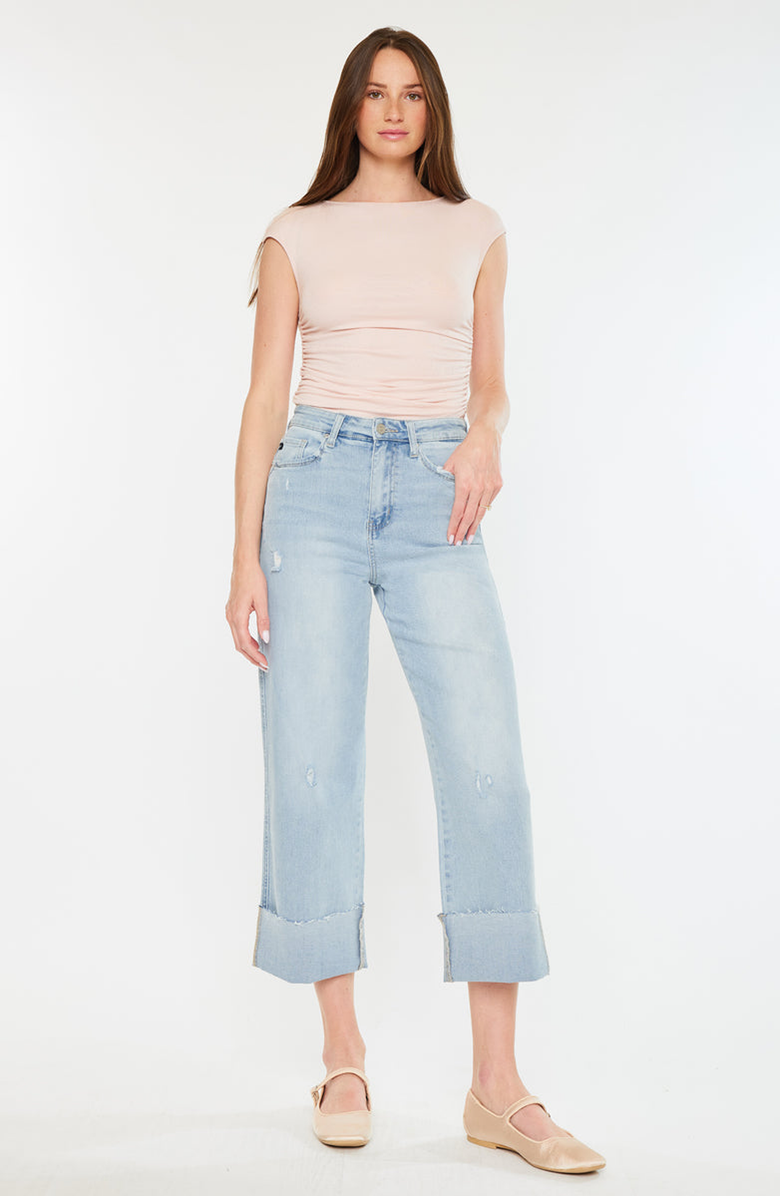 KanCan Sully 90's Cropped Wide Leg Jeans, Alternate, color, Light Wash