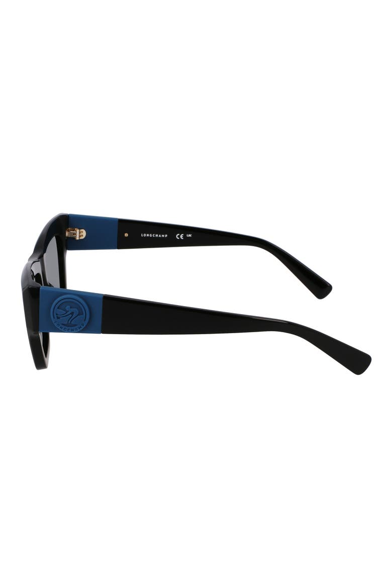 Medallion 53mm Modified Rectangular Sunglasses, Alternate, color, BLACK